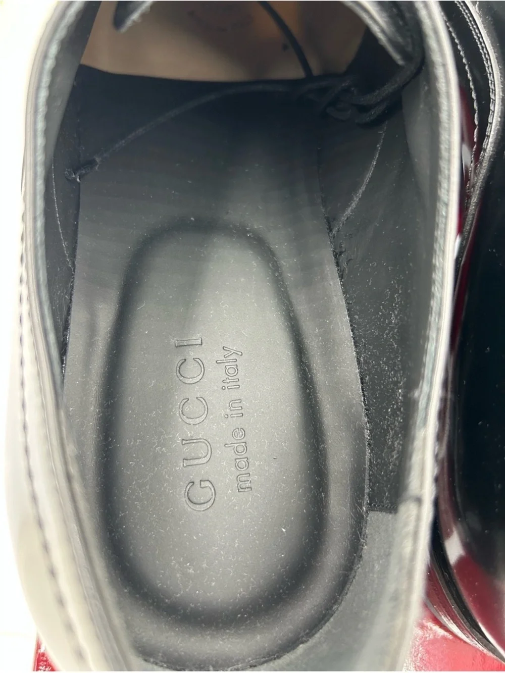 Men’s Gucci, Jasper, black leather derby shoes size 11.5 fits 12 US made Italy